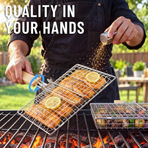 Nesting Grill Basket Set, BBQ Accessories, Outdoor Camping, Gifts for Men - Image 3