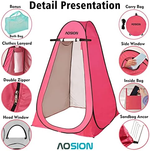 Pop Up Privacy Shower Tent, Portable Changing Dressing Room with Carry Bag, Waterproof Sun Shelter for Camping, Beach, Hiking & Outdoor Activities. - Image 5