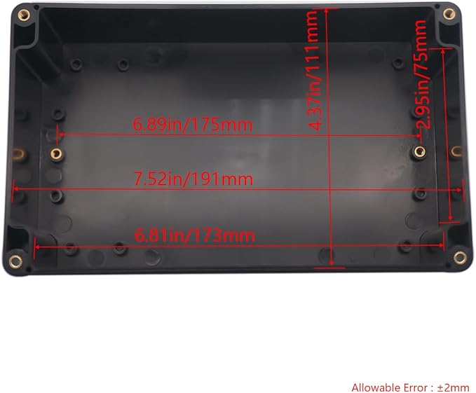 Project Box IP65 Waterproof Junction Box ABS Plastic Black Electrical Boxes DIY Electronic Project Case Power Enclosure Clear Cover 7.87"x4.72"x4.45"