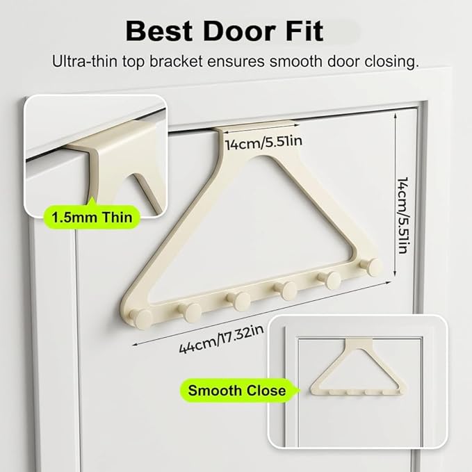 Over-The-Door Hanger Organizer, 2026 New Modern Over Door Hook, Heavy Duty Door Hanger for Home Office, Multi-Purpose Door Organizer for Family (White, 1pack)