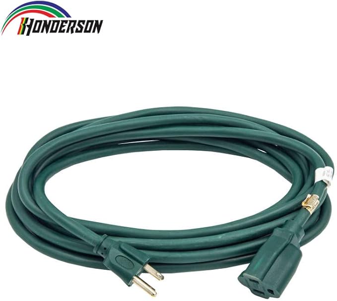 50FT Outdoor Extension Cord-16/3 SJTW Durable Green Extension Cable with 3 Prong Grounded Plug for Safety,Great for Outside Christmas Decorations
