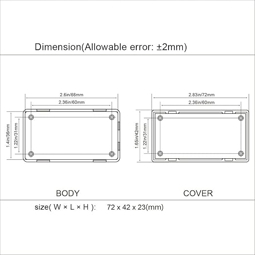 LeMotech Project Box 5 Pieces ABS Plastic Electrical Project Case Small Junction Box for Electronics White 2.83 x 1.65 x 0.91 inch (72x 42x 23 mm)