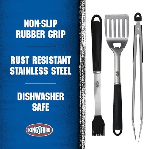 Kingsford 3-Piece Rust-Resistant Stainless Steel BBQ Tool Set, 3 Count - Image 5