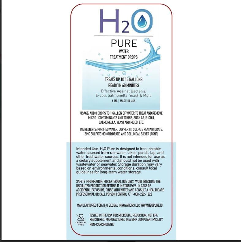 H2O Pure Water Preserver Drops – Long Term Water Storage Additive, 2 Pack - Image 2