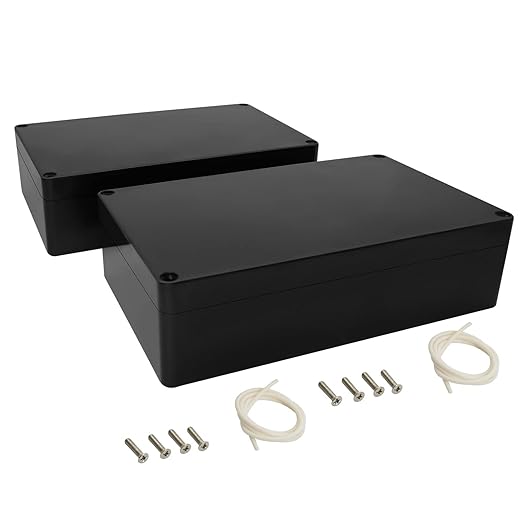 LeMotech Project Box ABS Plastic Junction Box IP65 Waterproof Hobby Box Electrical Boxes Universal Enclosure for Electronic Black 7.8 x 4.7 x 2.2 inch(200x120x56mm)（Pack of 2