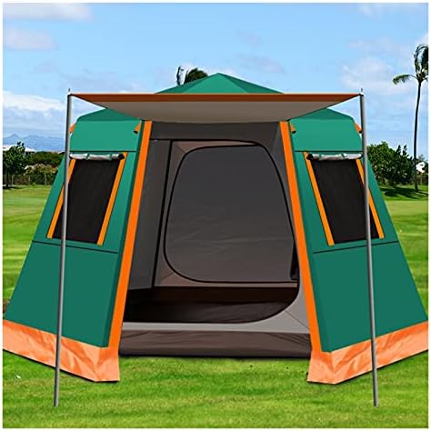 YXCKG 3-4 Person Tent - Dome Tents for Camping, Lightweight Tents Family Tents, 4 Mesh Windows Ventilation, Double Layer Instant Tent, Ideal for Camping in The Garden Beach (Color : Green) by Unknown