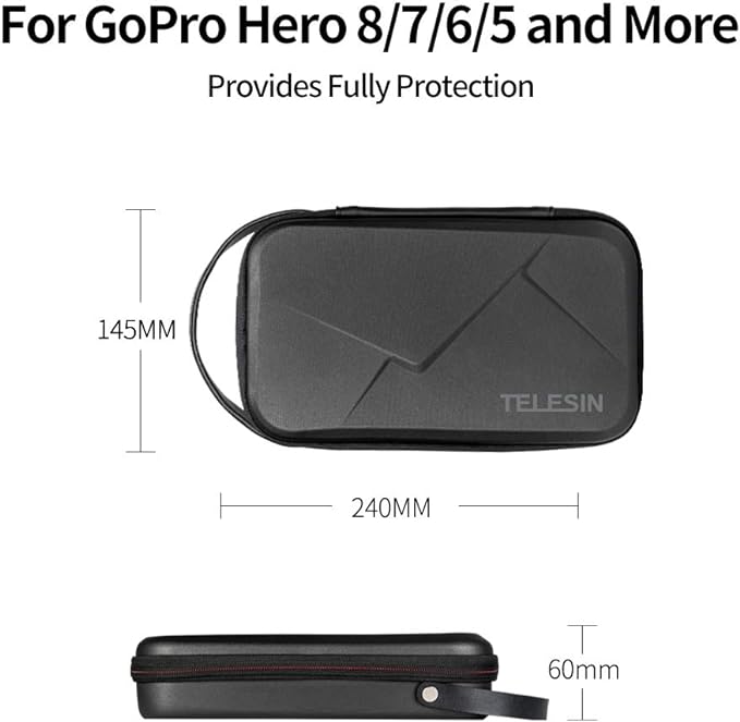 TELESIN Carry Case Waterproof Hard Carrying Bag for GoPro Max Hero 13 12 11 10 9 Insta360 X5/X4/X3 Ace Pro 2 Go Ultra DJI Osmo Action 6/5pro/4/Pocket 4 3/Nano EDC Tech Pouch Camera Accessories
