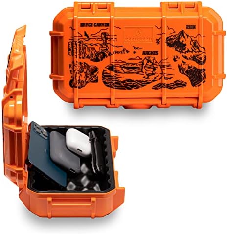 Evergreen X National Parks 56 EDC Dry Box Protective Case - National Parks Gift - for Phones, Camping, Travel, Adventure (Utah, Bryce Canyon, Arches, Zion, Orange) by EvergreenCases
