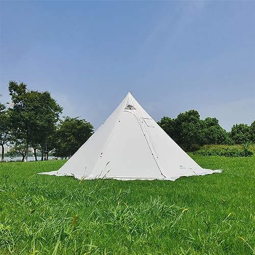 Tipi Hot Tent with Fire Retardant Stove Jack for Flue Pipes, 3~4 Person, Lightweight, Teepee Tents with Snow Skirt for Family Team Outdoor Backpacking Camping Hiking - Image 4