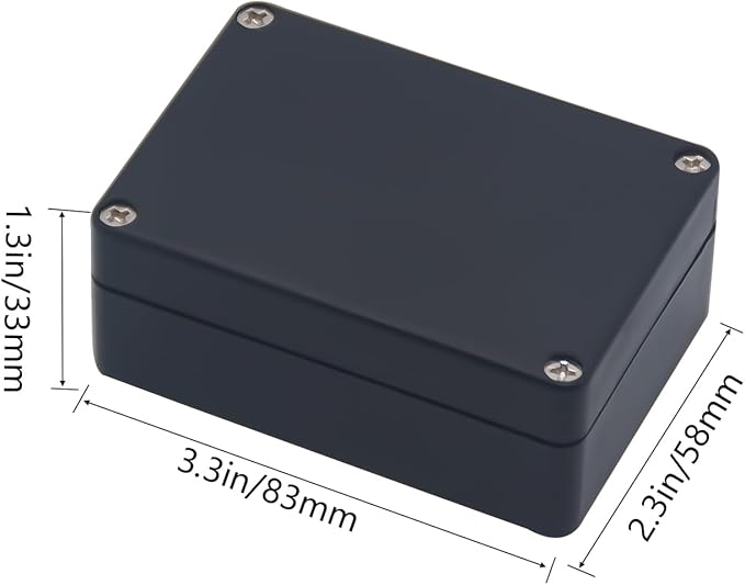 Project Box IP65 Waterproof Junction Box ABS Plastic Black Electrical Boxes DIY Electronic Project Case Power Enclosure 3.3 x 2.3 x1.3 Inch(83 x 58 x 33)