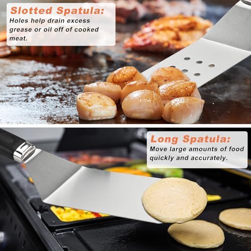 N NOBLE FAMILY 27 PCS Griddle Accessories Kit, Flat Top Grill Accessories Set for Camping, Professional Griddle Spatula Set with Melting Dome, Burger Press for Outdoor BBQ Teppanyaki - Image 5