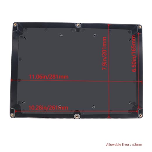 1 Pack Project Box IP65 Waterproof Junction Box ABS Plastic Black Electrical Boxes DIY Electronic Project Case Power Enclosure 11.42x8.27x2.48 inch (290 x 210 x63 mm)