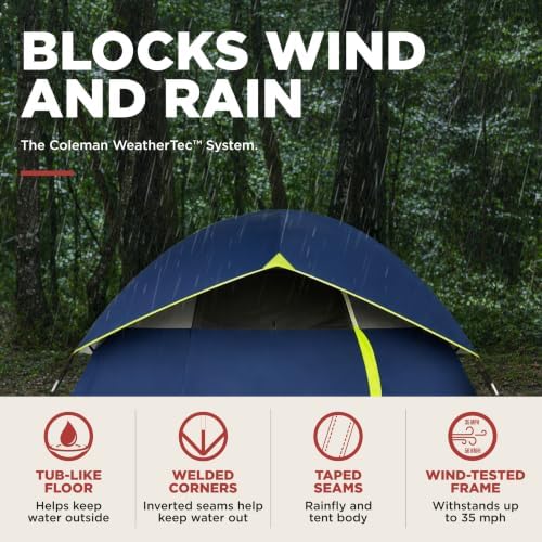 Coleman Sundome Camping Tent with Rainfly, 2/3/4/6 Person Tent Sets Up in 10 Mins, Weatherproof Shelter for Camping, Festivals, Backyard, Sleepovers, & More - Image 2