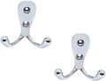 FAPBADRI Multipurpose Hooks, Used to Hang Clothes, Bags, Coats, Curtain Hold Backs, Keys, Colour - Silver, Material - White Metal, Screws and Wallplugs Included, Pack of 2 Pieces