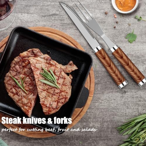 RINPIR 35pcs Grilling Tools Set with Aluminum Case for Men Dad Gifts,Brown - Image 4