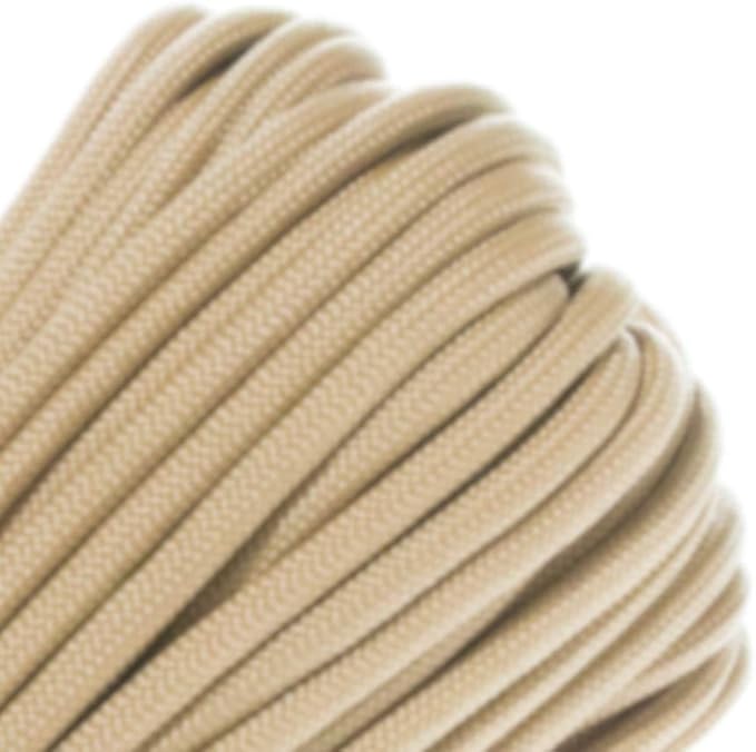 Paracord Planet Solid Color 550lb Paracord – 7 Strand Type III Nylon Cord for Indoor and Outdoor Tasks – Tan (250 ft)