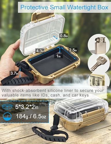 Hlotmeky Small Waterproof Box Mini Dry Box Waterproof Case Small Watertight Storage Box Micro Fishing Tackle Box Dry Case Terminal Tacklebox Small Hard Carrying Case for Kayaking, Boating - Image 3