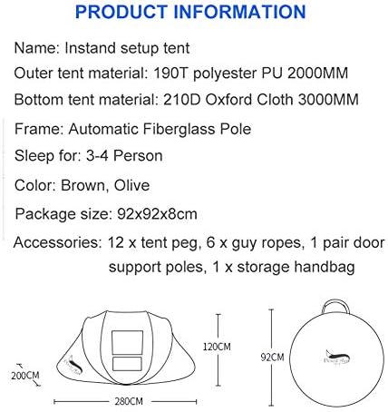 LUSTAR Outdoor Camping Tents 3-4 Person Automatic Pop Up Instant Tent Hiking Travelling Tourist Fishing Beach Tents Awnings - Image 3