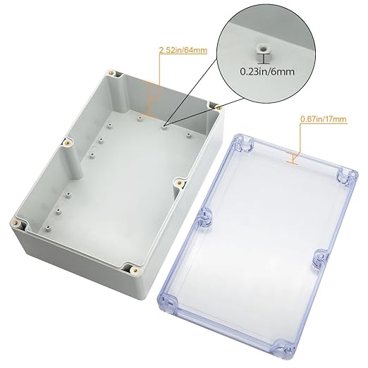 LeMotech ABS Plastic Junction Box Dustproof Waterproof IP65 Electrical Enclosure Box Universal Project Enclosure Grey with PC Transparent Clear Cover 9 x 5.9 x 3.4 inch(230 x 150 x 87 mm)