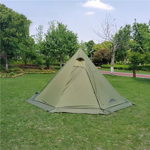 Tipi Hot Tent with Fire Retardant Stove Jack for Flue Pipes, 3~4 Person, Lightweight, Teepee Tents with Snow Skirt for Family Team Outdoor Backpacking Camping Hiking - Image 7