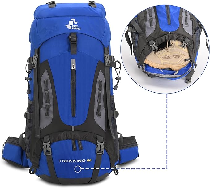 Bseash 60L Hiking Camping Backpack with Rain Cover, Waterproof Large Capacity Outdoor Sport Travel Daypack Climbing Touring (Army Green)