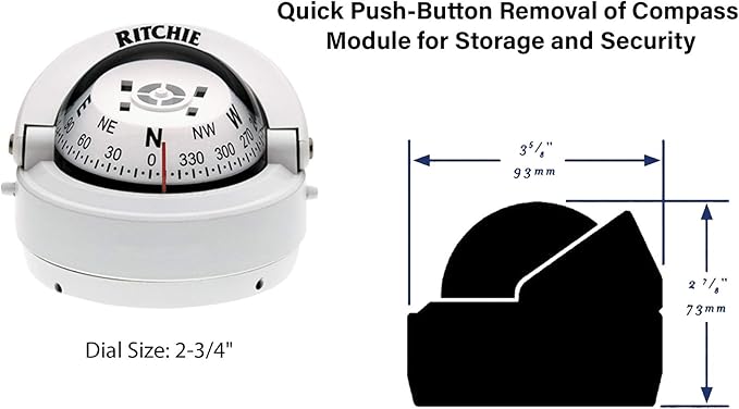 'Compass, Surface Mount, 2.75'' Dial, Wht.'