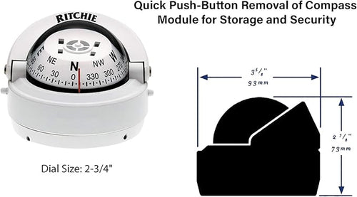 'Compass, Surface Mount, 2.75'' Dial, Wht.'