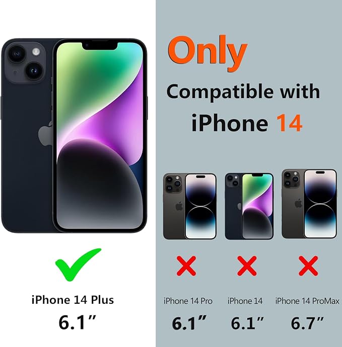 for iPhone 14 Plus Case Waterproof, [Shockproof] [Dustproof] [IP68 Waterproof] Full-Body Hard Case Built-in [Lens Screen Protection] for Diving Case (Black, for iPhone 14 Plus 6.7in)