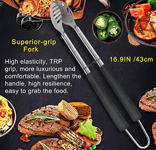 POLIGO 7PCS Golf-Club Style BBQ Tool Set Grilling Tools with Rubber Handle - Stainless Steel Grill Accessories for Outdoor Grill Set Premium Grill Utensils Set Fathers Day Birthday Gifts for Men Green - Image 6