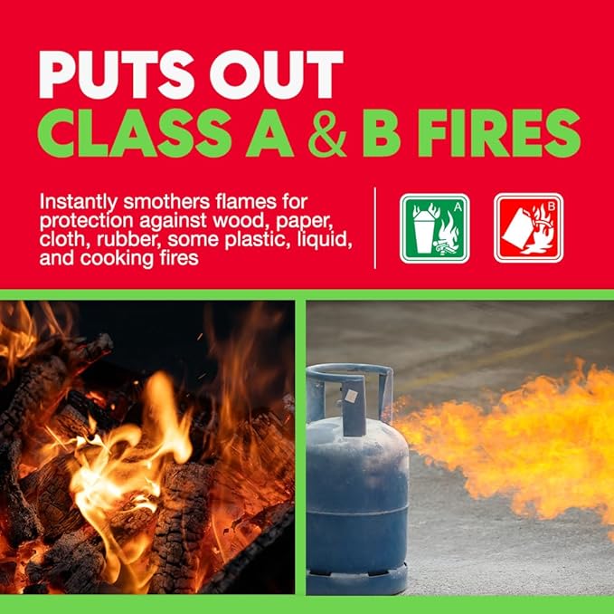 2-Pack Emergency Fire Blanket - ASTM Certified Fire Suppression Blanket for Home, Kitchen, Grill, Camping, Car & More - 40" x 40" Flame Retardant Fabric, No Mess, Easy Deployment
