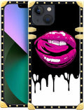 Compatible with iPhone 13 Case, Black White Red Slap Sexy Luxury Golden Decoration for Girl Women Soft TPU Shockproof Protective Hard PC Back for iPhone 13
