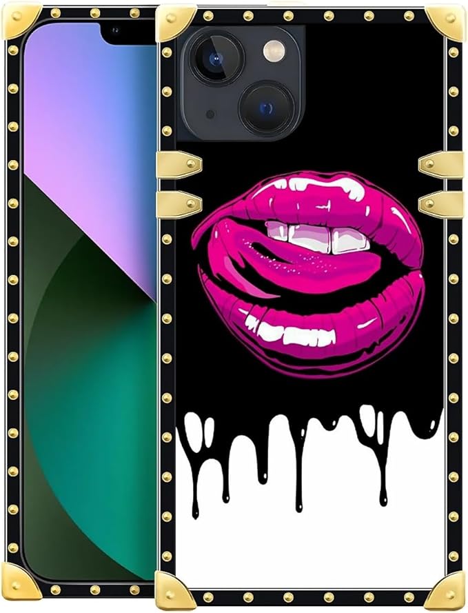Compatible with iPhone 13 Case, Black White Red Slap Sexy Luxury Golden Decoration for Girl Women Soft TPU Shockproof Protective Hard PC Back for iPhone 13