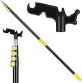 7-24 ft Telescopic Extension Pole with Utility Hook, Multi-Purpose Aluminum Pole for Painting, Dusting and New Year Window Cleaning Christmas Lights Installation Without a Ladder(Yellow)