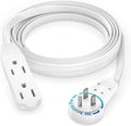 Maximm Cable 8 Ft 360° Rotating Flat Plug Extension Cord, 16/3 AWG Multi 3 Outlet 3-Prong Grounded Wire- White - UL Certified