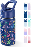 Fijinhom 12oz Water Bottle for School, Bottles with Straws, Stainless Steel Vacuum Insulated Water Bottle, Leak-Proof, BPA-Free, Graffiti