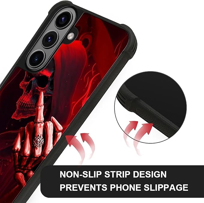 for Samsung Galaxy S26 Plus Case,Graphic Design for Girl Boy Soft Silicone Hard Acrylic Shock Protection Designed for Samsung Galaxy S26 Plus Gestures Funny Skull Pattern