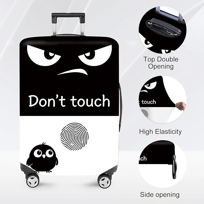 ANNA QUEEN Funny Don't Touch Luggage Cover,Stretchable Suitcase Protector Sleeve,Fit for 20-22 Inch Checked Baggage,Water Resistant Durable Luggage Protector