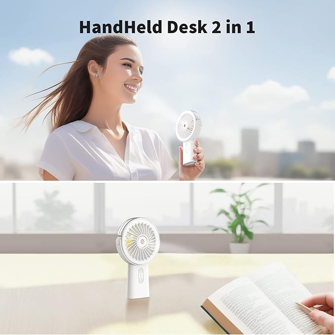 Otlonpe Handheld Misting Fan Portable, Small Personal Hand Held Rechargeable Mist Fan Water Spray, 4000mAh Battery Operated Hand Mister Fans 3-Speed, 4-15 Hrs Runtime for Travel Home Office Outdoor