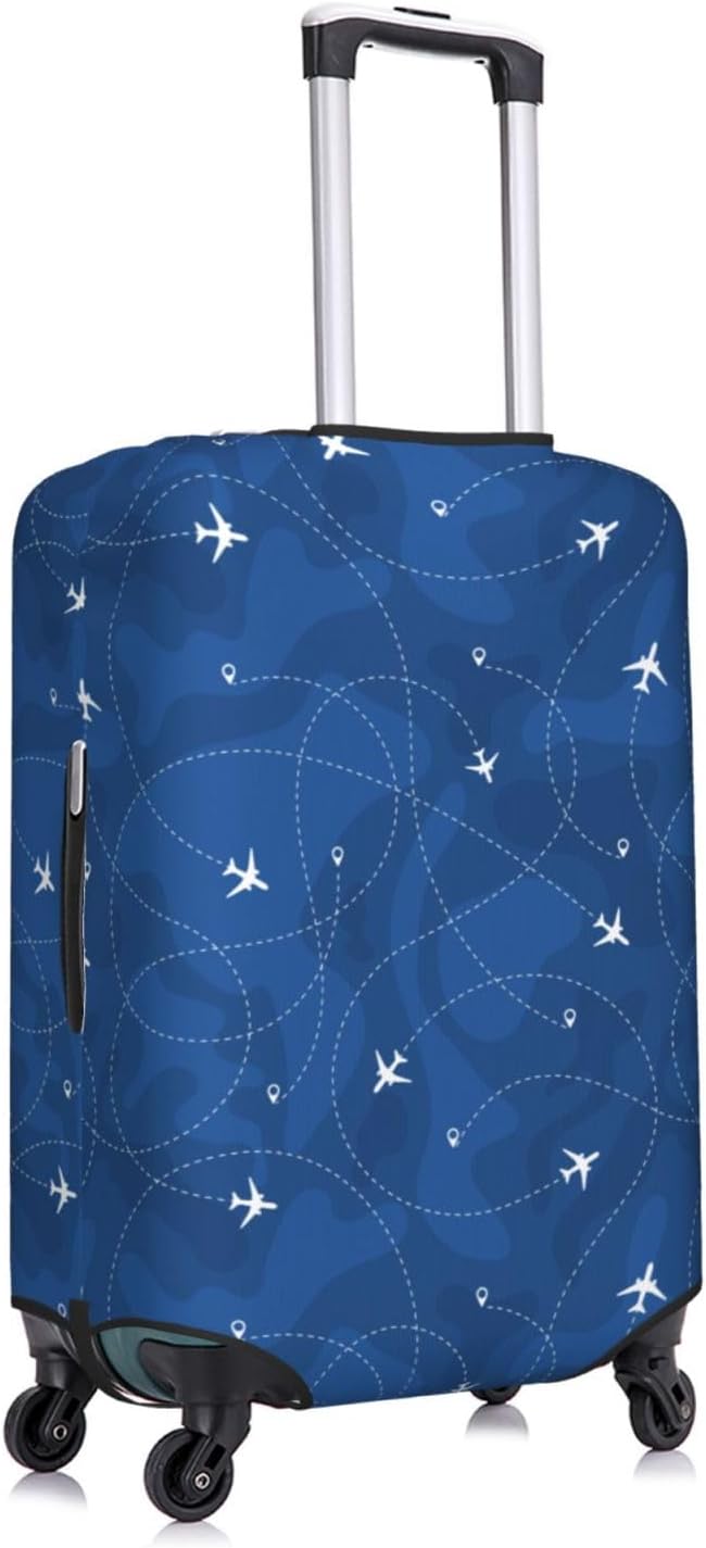 Travel Luggage Cover with Airplane & Route Pattern, Suitcase Protector For Travel (Fits 22-24 Inch Luggage)