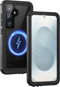 Lanhiem Magnetic for Samsung Galaxy S25+ Plus Phone Case, IP68 Waterproof Dustproof Case with Built-in Screen Protector, Rugged Full Body Protective Cover for Galaxy S25 Plus 6.7 Inch, Black