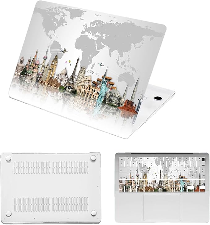 Hard Shell for MacBook 12 inch Case Retina 2015 2016 2017 Release (Model A1534),Plastic Protective Laptop Cover & Keyboard Cover Skin for Apple MacBook Air 12",World Map