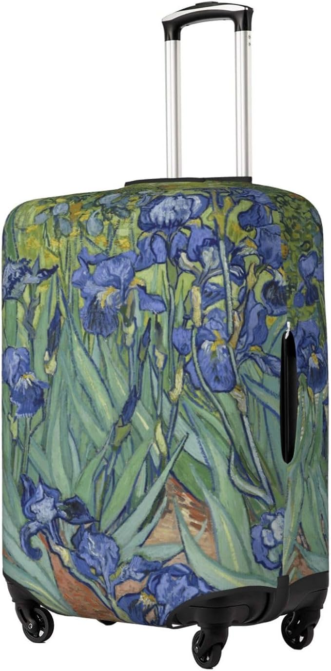 Van Gogh Irises Flower Luggage Cover, Elastic Suitcase Protector For Travel (Fits 25-28 Inch Luggage)