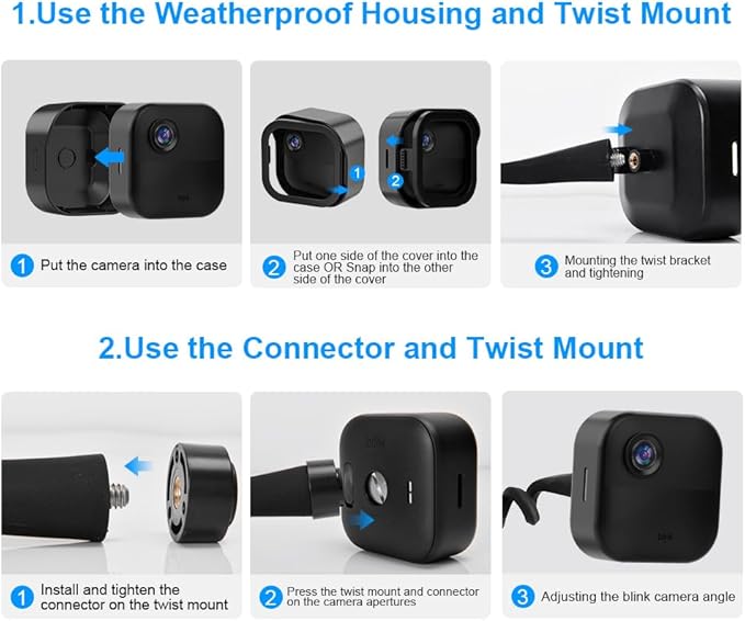 All-New Flexible Twist Mount for Blink Outdoor 4 /3rd Gen/Outdoor 2K+ Camera, with Weatherproof Protective Housing and Blink Sync Module Outlet Wall Mount (Black)