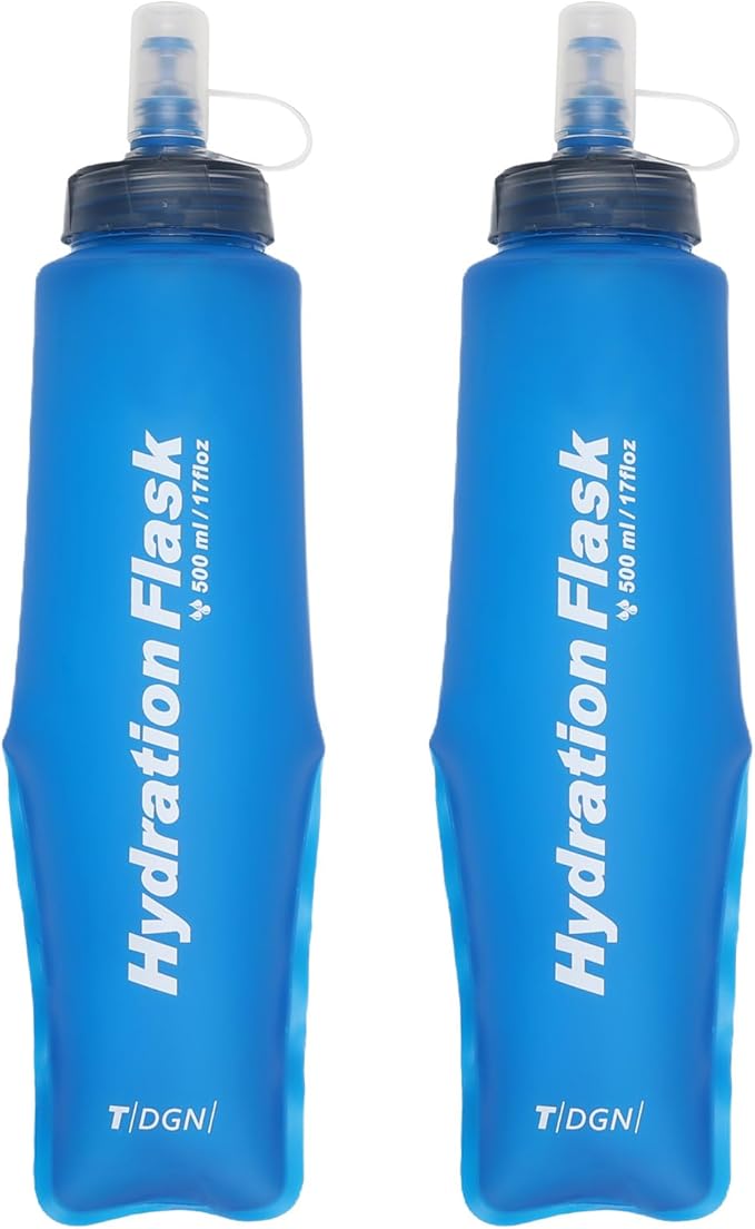 Azarxis TPU Soft Flask Collapsible Water Bottle Running Folding Gel Water Reservoir Handheld for Hydration Pack Hiking Cycling Climbing Jogging Marathon Trail Race