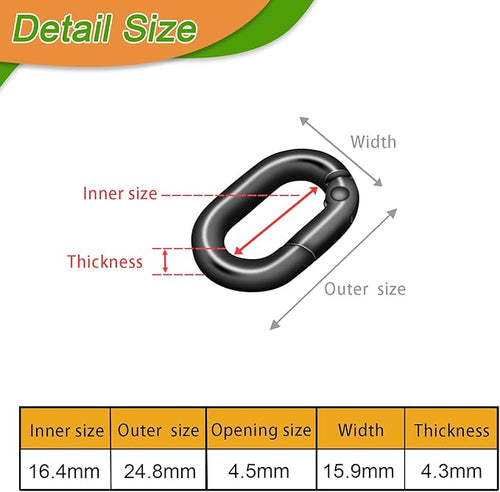 10Pack 5/8 Inch Small Oval Carabiner, Metal Spring Tiny Carabiner Clips for Paracord Keychain Lanyard, Car Key Rings, Dog Tag Clip, Pets Collar Buckles, Purse Keychain Replacement (GunBlack)
