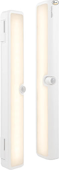 Amazon Basics LED Motion Sensor Light Bar, USB/Battery Operated, 250 Lumens, 12 Inches, Swivel, Under Cabinet Lighting for Closet, Kitchen, 2-Pack, White
