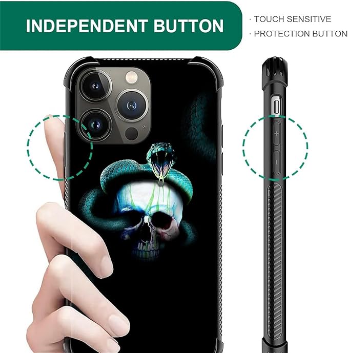 for iPhone 12 Pro Max Case, Skeleton Winding Snake Pattern Graphic Design Girl Boy Soft Silicone Hard Acrylic Shock Protection for iPhone 12 Pro Max