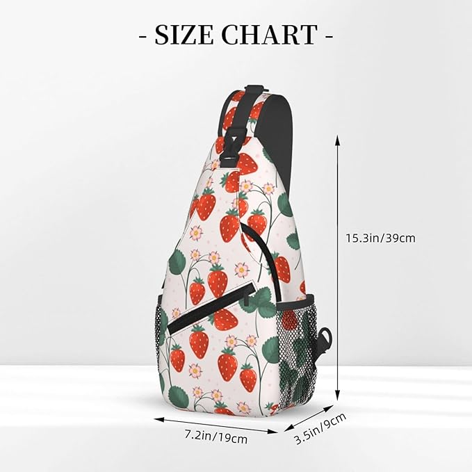 Strawberries Sling Bag For Women Men Fashion Strawberry Backpack Crossbody Shoulder Bag Sling Backpack Chest Bag Travel Hiking Casual Sport Daypack