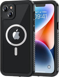 Lanhiem for iPhone 14 Magnetic Case, Waterproof Dustproof Shockproof Case with Built-in Screen Protector Compatible with Magsafe, Full Body Protective Cover for iPhone 14 6.1 inch -Black