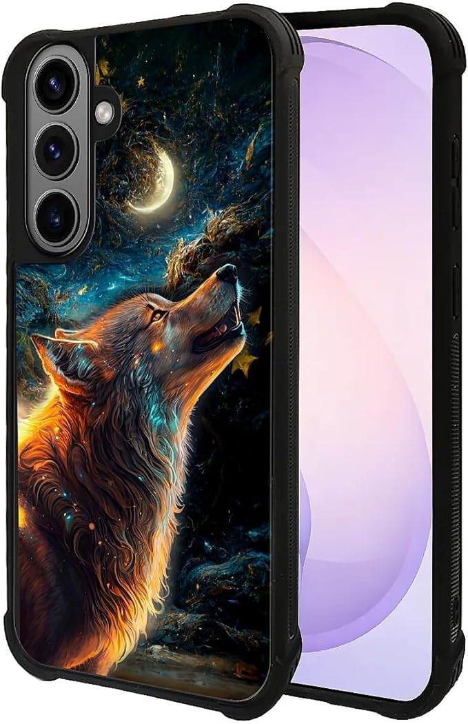 for Samsung Galaxy S26 Case,Graphic Design for Girl Boy Soft Silicone Hard Acrylic Shock Protection Designed for Samsung Galaxy S26 Star Cave Hungry Wolf Pattern